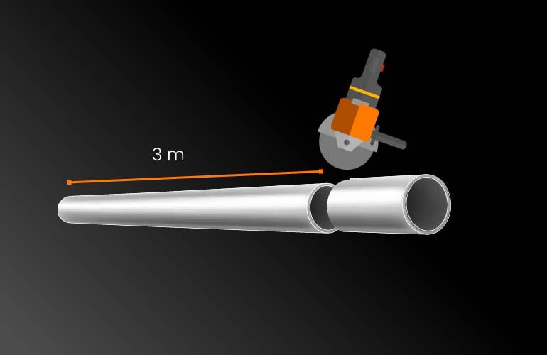 Diagrama del corte de tubo de tres metros para barandas para escaleras de acero inoxidable