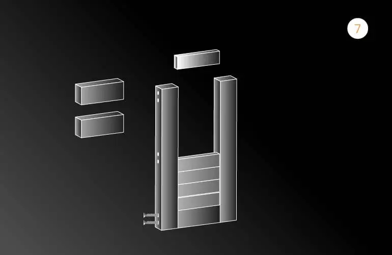 Esquema donde se puede ver la colocación de las duelas para uno de los tipos de puertas de aluminio