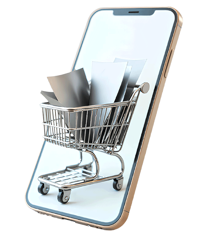 Carrito de compra saliendo de pantalla de teléfono celular - Precio y Venta de acero inoxidable y aluminio