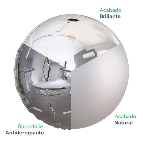 Presentación lisa natural, brillante y antiderrapante de lámina de aluminio